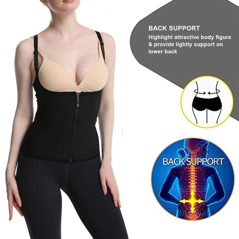 woobles Women Waist Trainer Vest, Zipper Fitness Body Shaper Shirt Sauna Sweat Breathable Fat Burning Shapewear - Image 4